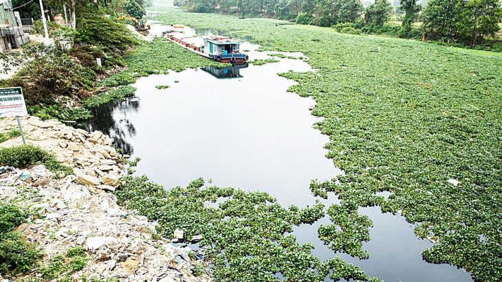Công trình hơn nửa thế kỷ Bắc Hưng Hải ô nhiễm nặng: Không giải quyết sẽ thành phế tích- Ảnh 1. Kênh thủy lợi Bắc Hưng Hải đoạn tỉnh Hải Dương nhiều đoạn đang bị lấn chiếm, ô nhiễm trầm trọng - Ảnh: DANH KHANG
